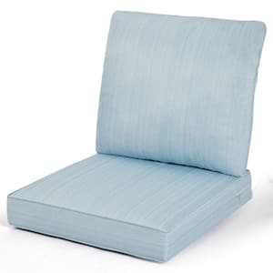 24 in. x 24 in. 2-Piece Square Deep Seating Outdoor Lounge Chair Cushion in Blue