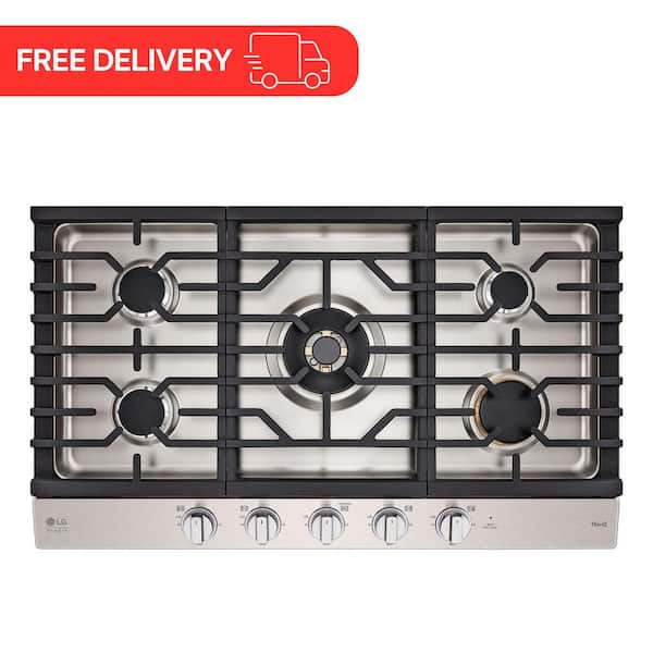 STUDIO 36 in. Gas Cooktop in Stainless Steel with 5-Burners including 24k UltraHeat Dual Burner