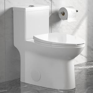 Symmetry 1-Piece 1.1/1.6 GPF Dual Flush Elongated Toilet in White with Map Flush 1000g, Soft Closed Seat Included