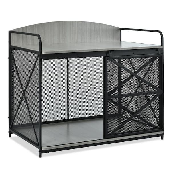 Runesay Mdf And Steel Corner Dog Crate With Cushion Dog Kennel