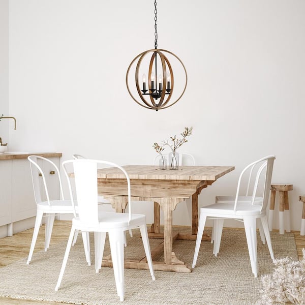 LNC Modern Farmhouse 20 in. 4-Light Black Artisan Iron Orb