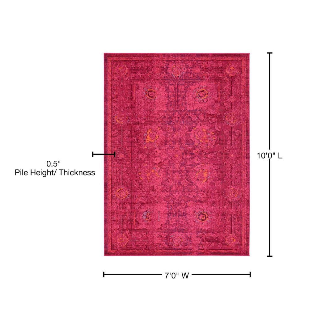 Medici Collection Vibrant Red Rectangular Synthetic Area Rug