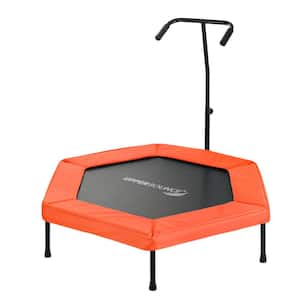 Machrus Upper Bounce 50 in. Hexagonal Fitness MiniTrampoline with TShaped Adjustable Hand Rail and Bungee Cord System