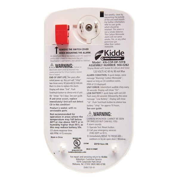 Kidde 10 Year Worry-Free Plug-In Carbon Monoxide Detector with Battery Backup, Digital Display, and Safety Light