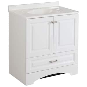 Lancaster 30 in. W Bath Vanity in White with Cultured Marble Vanity Top in White