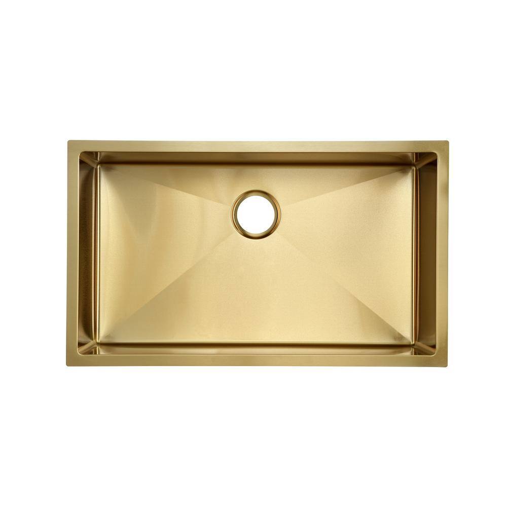 Rivage Gold Stainless Steel Single Basin Undermount Kitchen Sink