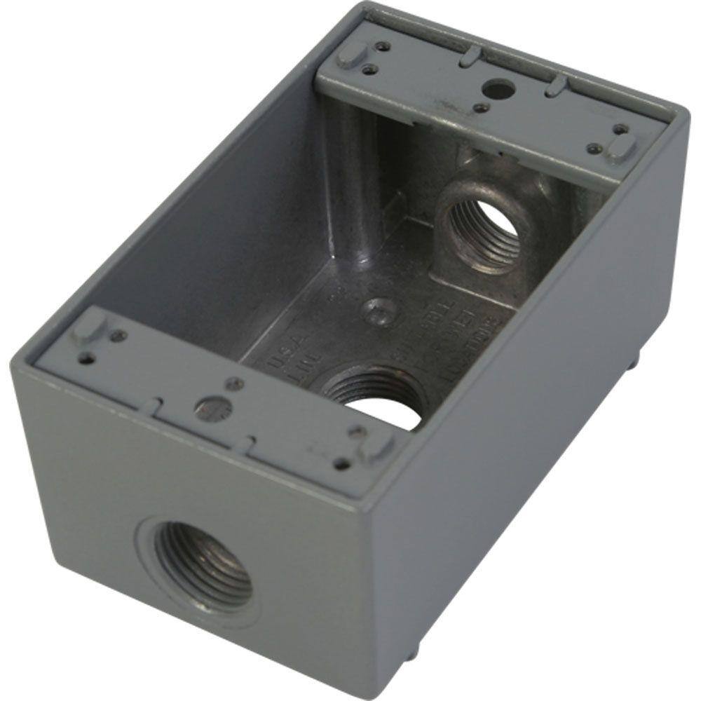 Greenfield Weatherproof Electrical Box - 3 Gang Deep Gray Outdoor Outlet Enclosure