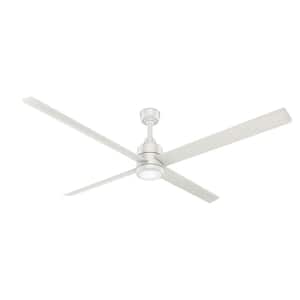Trak 8 ft. Indoor/Outdoor White 120V 2500 Lumens Industrial Ceiling Fan with Integrated LED and Remote Control Included