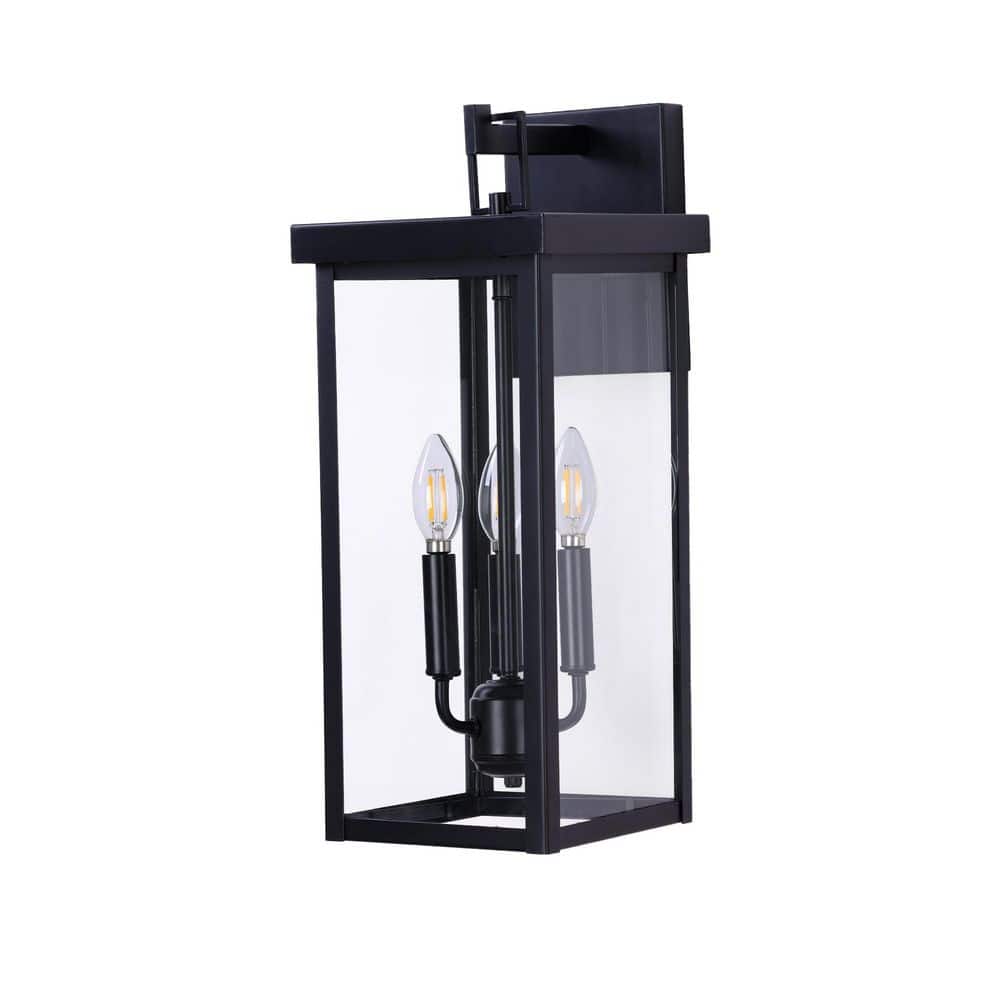 19.1 in. 3-Light Matte Black Hardwired Outdoor Lighting Fixture Porch Sconce Wall Mounted with No Bulbs Included price history on PriceWatchPro