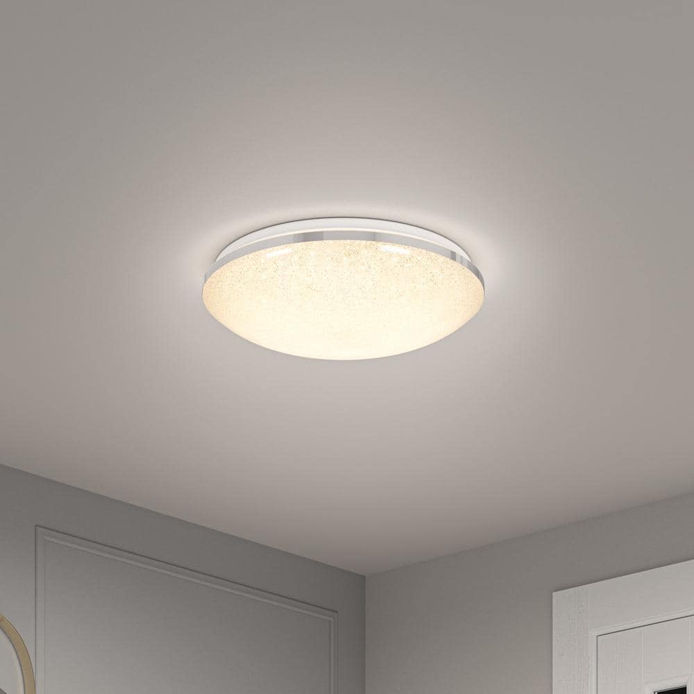 Artika - Sparkle 15 in. Chrome 5CCT LED Flush Mount Ceiling Light with Night Light Preset and Remote Included