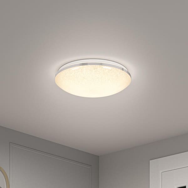 Artika Sparkle 15 in. 1 Light Chrome 5CCT Integrated Selectable LED Flush Mount Ceiling Light with Remote Included
