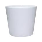 Contemporary Medium 9.84 in. x 9.25 in. 4 Qt. White Ceramic Indoor Planter Pot