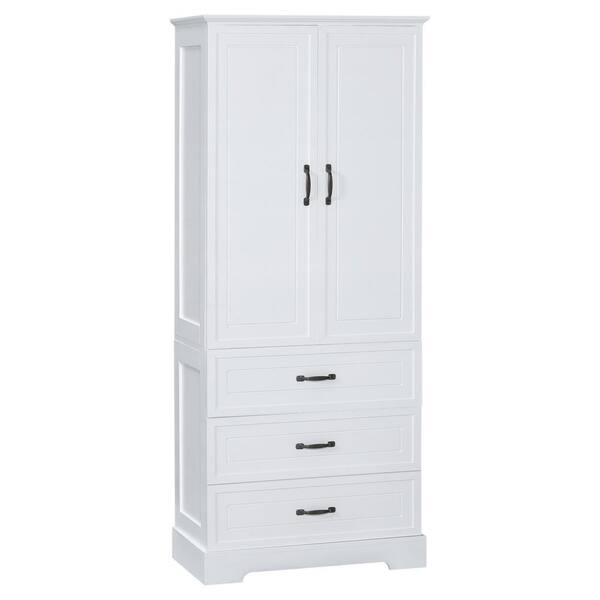 thumbnail interactive-video image 1 of Segawe Bathroom Floor Storage Cabinet – 3 Drawers + Adjustable Shelf – White, Freestanding 1 of 6