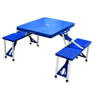 Portable Folding Blue Plastic Outdoor Patio Picnic Table with Seats