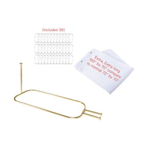 45.7 in. Aluminum Hoop Fixed Shower Rod in Gold with One White Liner