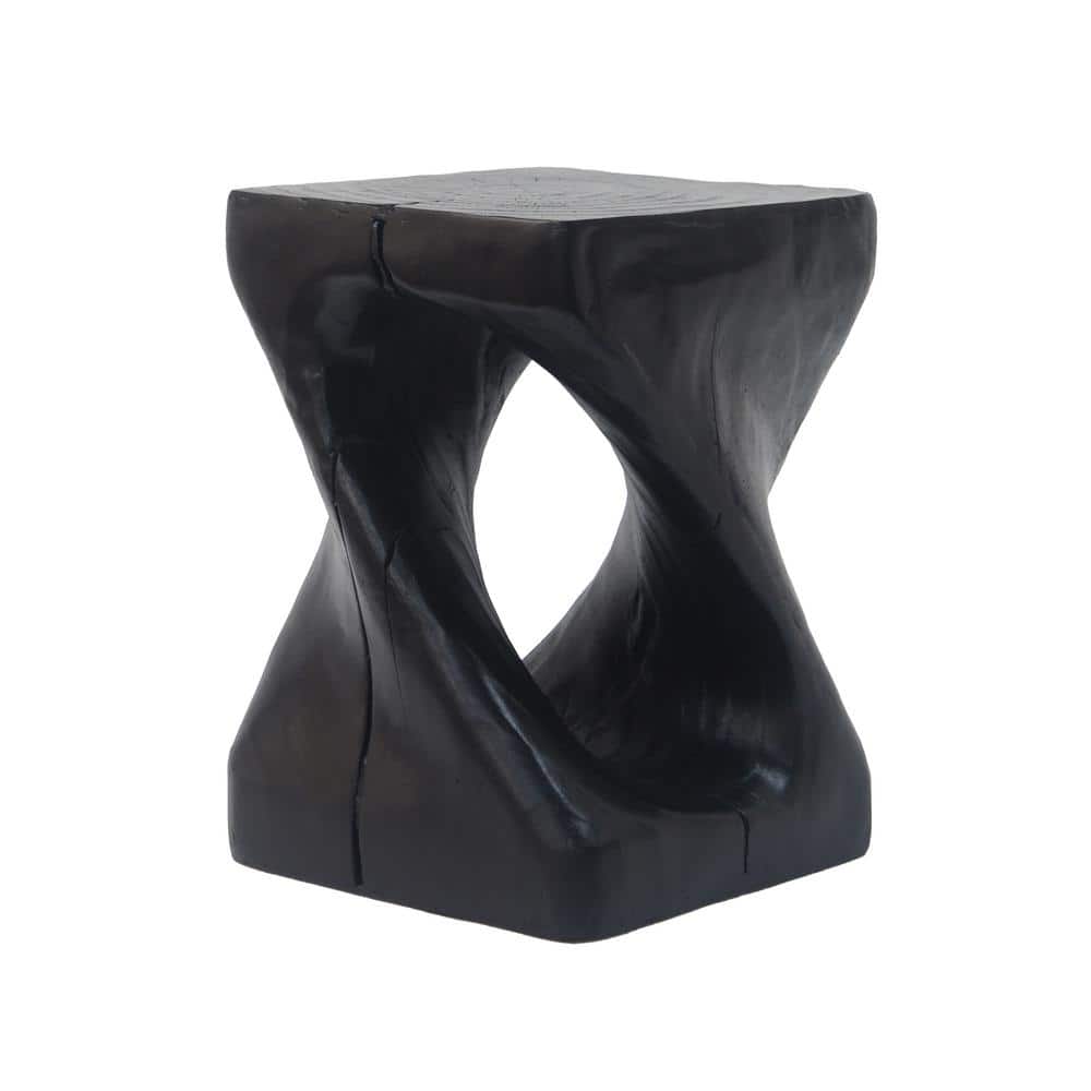 Outdoor Twist Shape Side Table, Hollowed Cente Wood-Like Texture Magnesium 