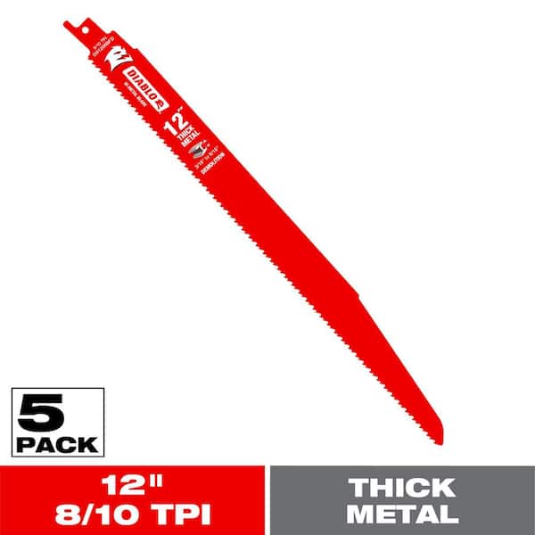 12 in. 9/10TPI Steel Demon BiMetal Reciprocating Saw Blade for Thick Metal/Demolition (5-Pack)