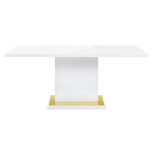 Gaines 71 in. Rectangle White High Gloss Dining Table