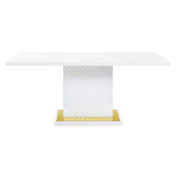 Acme Furniture Gaines 71 in. Rectangle White High Gloss Dining Table