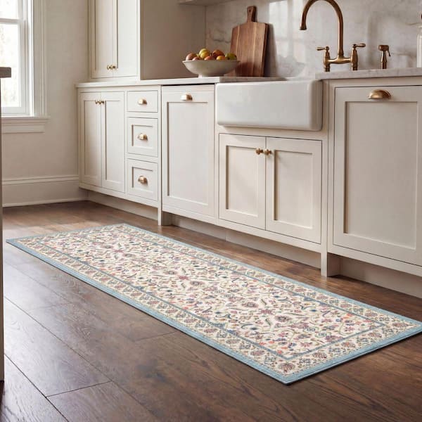 Laura Ashley Chatsworth 2 ft. x 6 ft. Woven Ivory Multi Floral