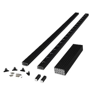 BRIO 42 in. x 96 in. (Actual: 42 in. x 94 in.) Black PVC Composite Line Railing Kit w/Square Composite Balusters