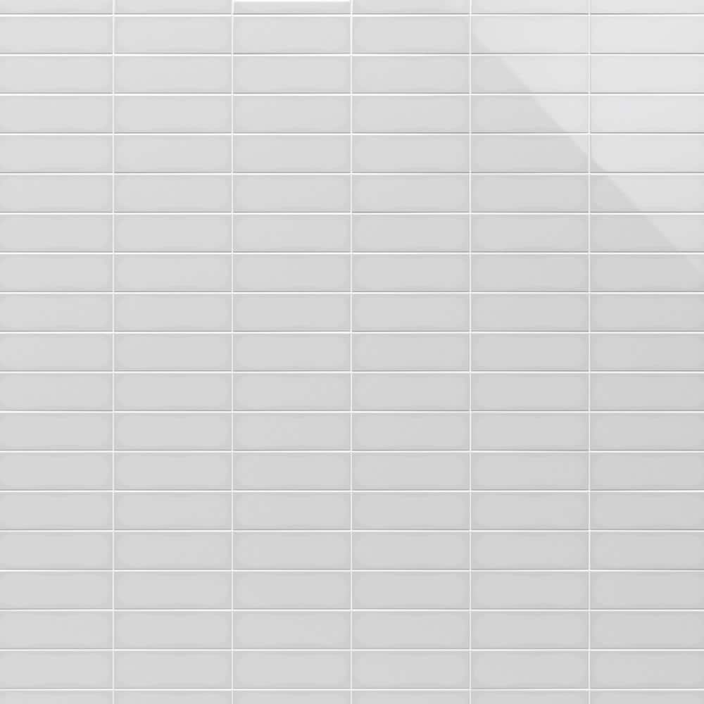Light Gray Polished Porcelain Subway Wall Tile 3.93 x 11.81 in