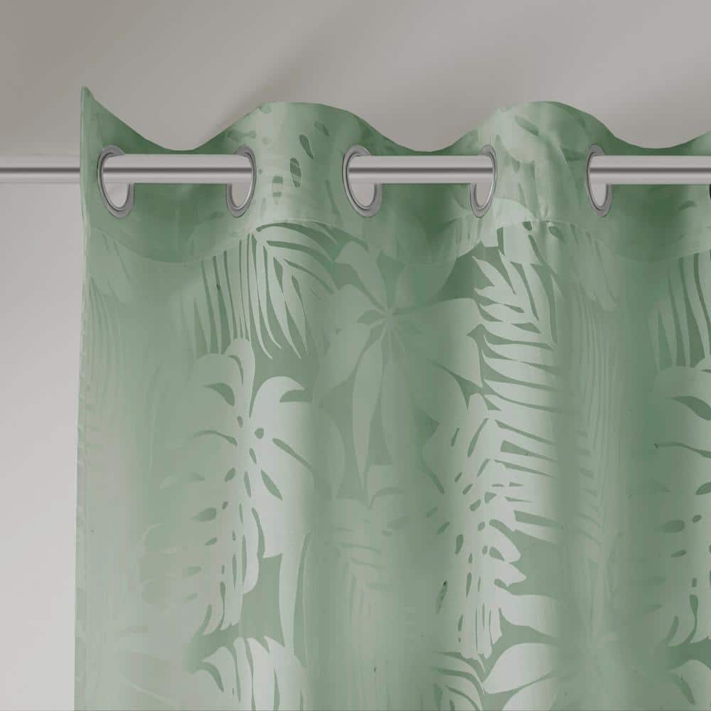 Sage Green Sheer Polyester Grommet Window Panel