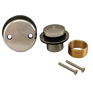 Toe Touch Bath Tub Drain Conversion Kit with 2-Hole Overflow Plate in Chrome Plated