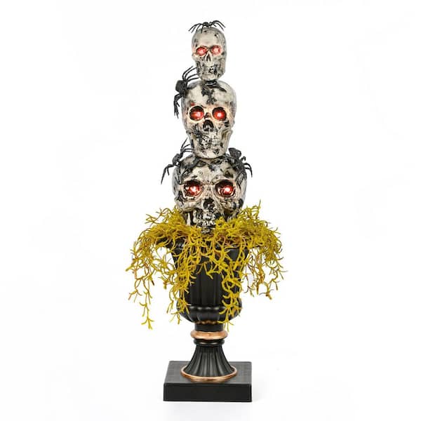 National Tree Company 32 in. Pre-Lit Halloween Skull Tower