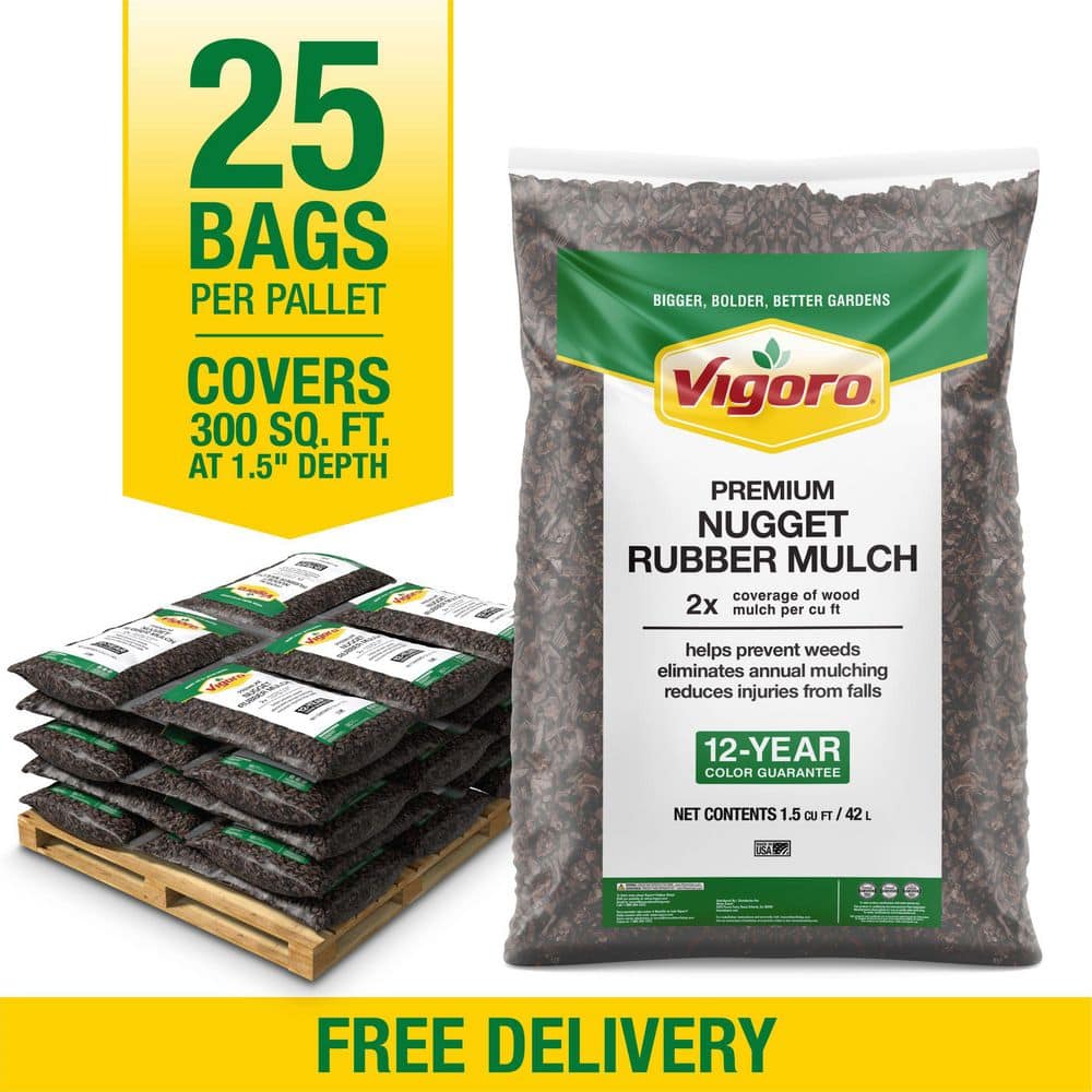 Vigoro 37.5 cu. ft. Brown Recycled Rubber Mulch (25 Bags) GN15BN25