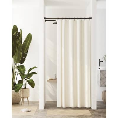 54 in. W x 78 in. H Ivory Recycled Cotton 100% Waterproof Stall-Sized Fabric Shower Curtain Liner with Anti-Draft Clips