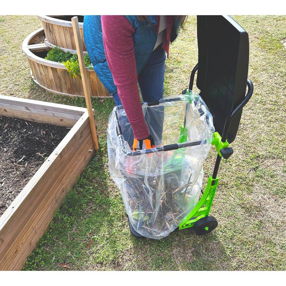 Adjustable Black and Green Metal Garden Cart with Lid