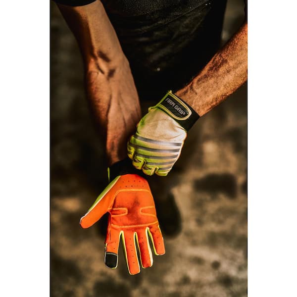 Firm Grip Stripping Gloves, Nitrile, Orange, Large, Pair