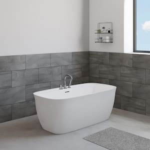 Panya 63 in. x 31.5 in. Soaking Bathtub with Middle Drain in White