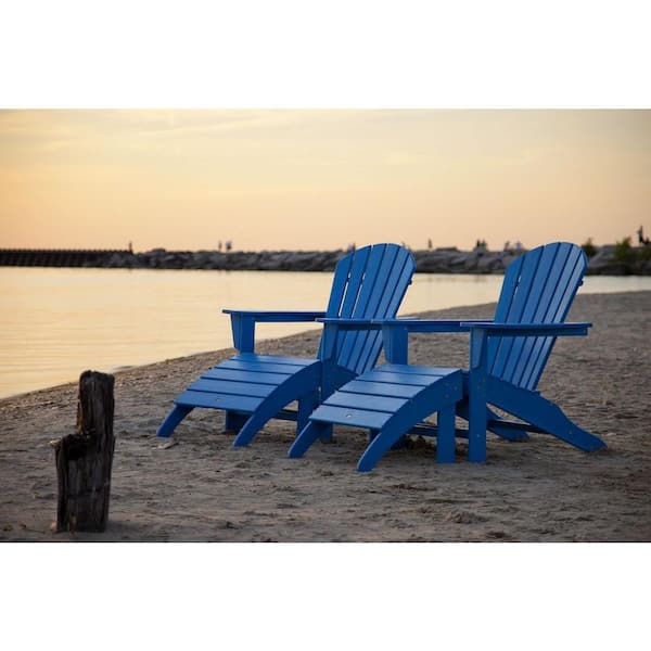 POLYWOOD South Beach Pacific Blue Plastic Patio Adirondack Chair (2-Pack)