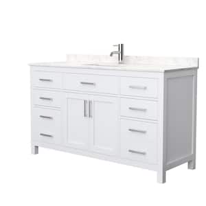 Beckett 60 in. W x 22 in. D Single Bath Vanity in White with Cultured Marble Vanity Top in Carrara with White Basin