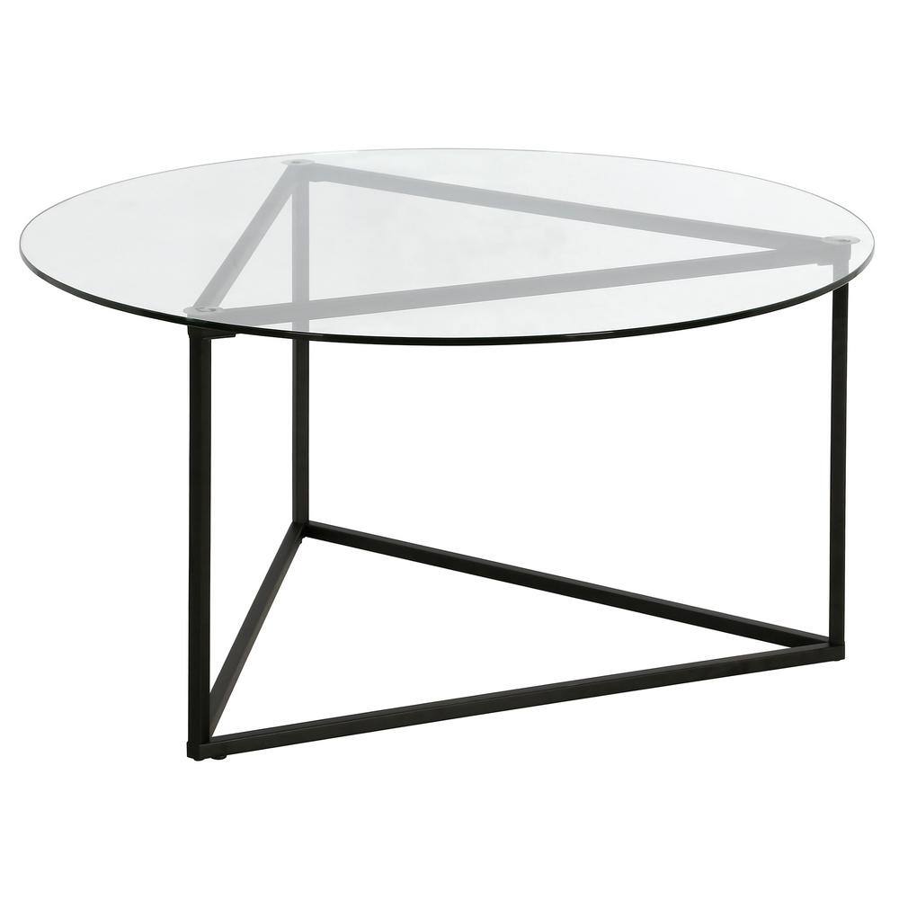 Blackened Bronze Round Glass Cocktail Table