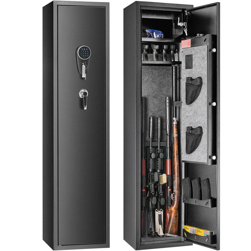 SKYSHALO 7-8 Rifles Gun Safe, Rifle Safe w/ Fingerprint and Digital Keypad Lock, Gun Storage Cabinet with Built-in Storage Locker ZQJDSX78ZZW99Q44OV9-SK0305