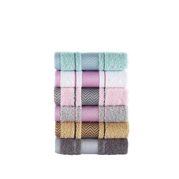 Unbranded KAFTHAN Textile Multicolor Fishbone Turkish Cotton Washcloths (Set of 6)