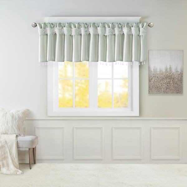 Madison Park Natalie 26 in. L 50 in. W Dusty Aqua Faux Silk Light Filtering Window Valance