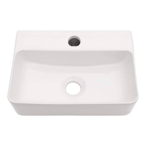 Tatahance 4.8 in. Wall-Mounted Rectangular Bathroom Sink in White