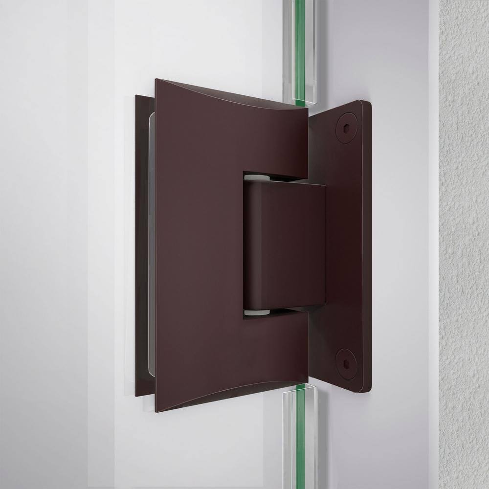 Unidoor-LS 43" Black Frameless Hinged Shower Door with ClearMax Glass