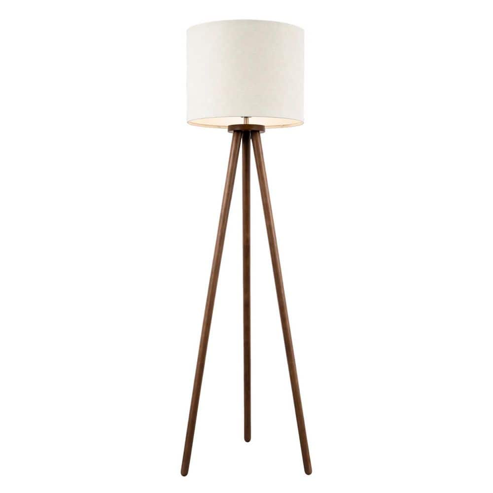 61 in. Cream Traditional Tripod Floor Lamp with Solid Wood Body and Linen Drum Shade for Living Room, Bedroom price history on PriceWatchPro