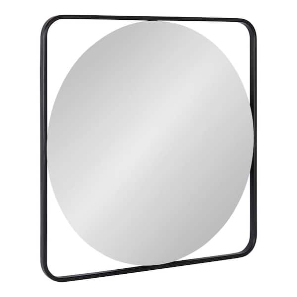Kate and Laurel 24.00 in. H x 24.00 in. W Nobles Modern Square Framed Black Accent Wall Mirror
