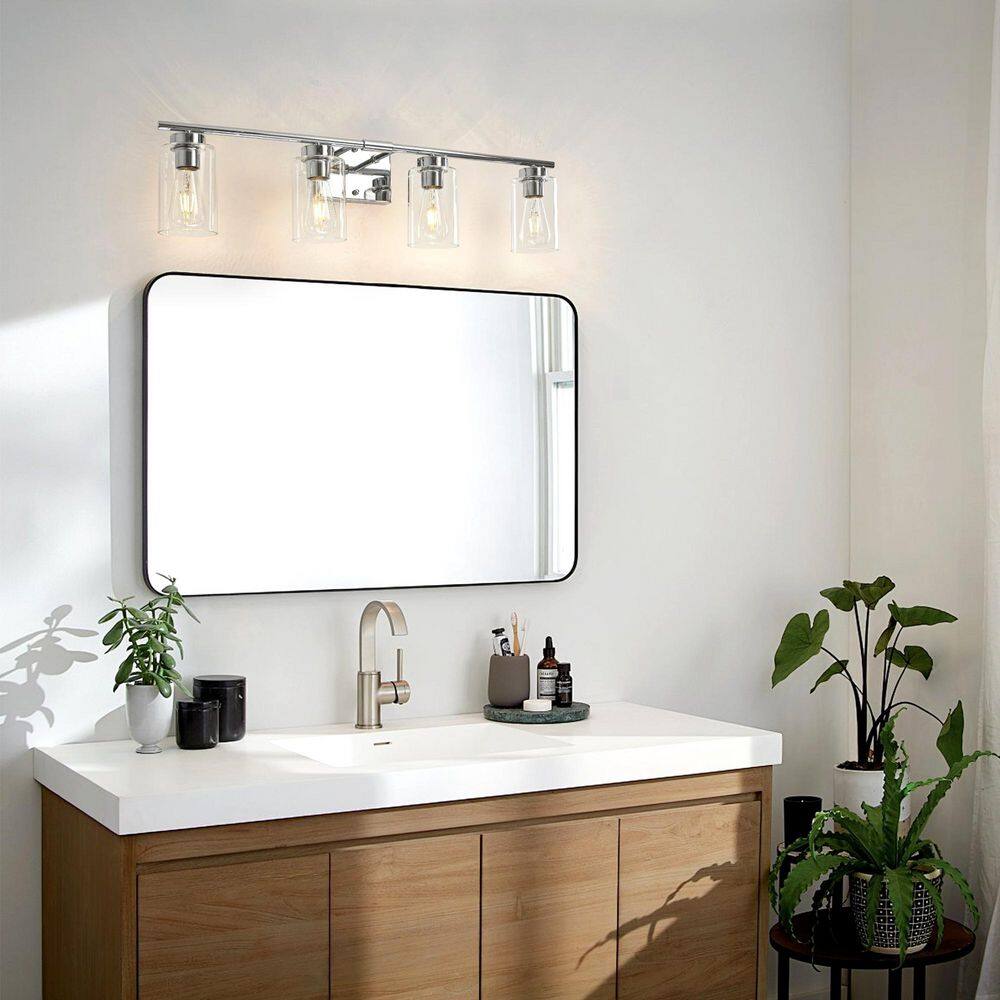 Hooversville 32.28 in. 4-Light Chrome Vanity Light with Clear Glass Shade price history on PriceWatchPro