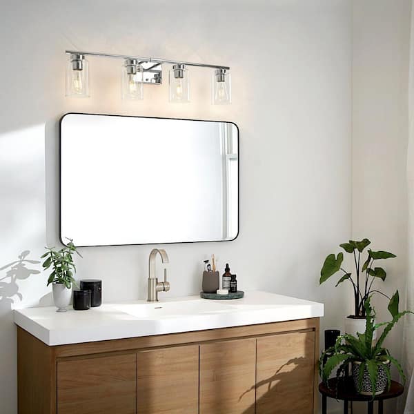 Hooversville 32.28 in. 4-Light Chrome Vanity Light with Clear Glass Shade