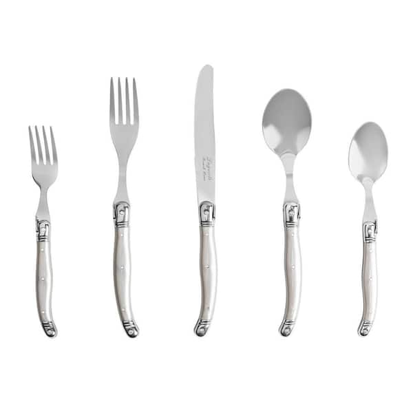 French Home 20-Piece Laguiole Flatware Set, Service for 4 in Pewter