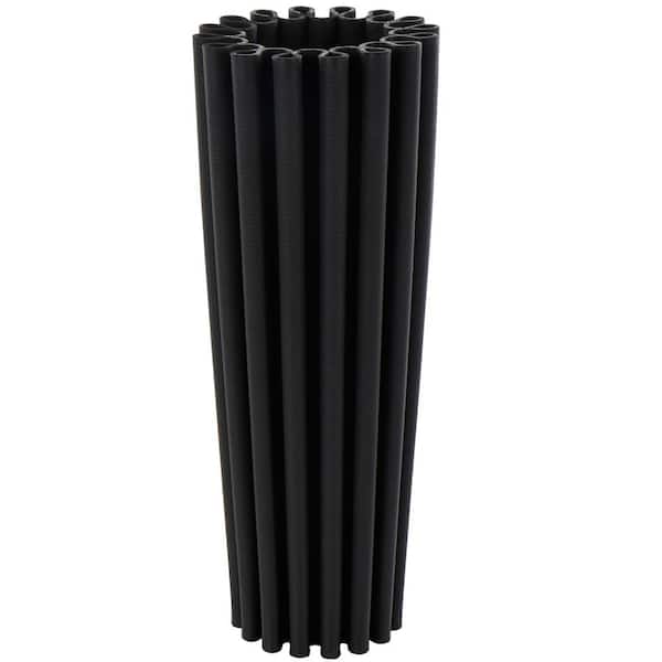 Litton Lane Black Dimensional Ribbed Ceramic Abstract Decorative Vase with Cylindrical Ridges