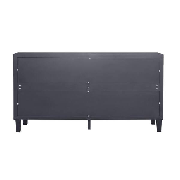 FUNKOL 59.84 in. x 15.75 in. x 31.5 in. MDF Freestanding Ready to Assemble Base Storage Cabinet in Matte Black with 4-Doors
