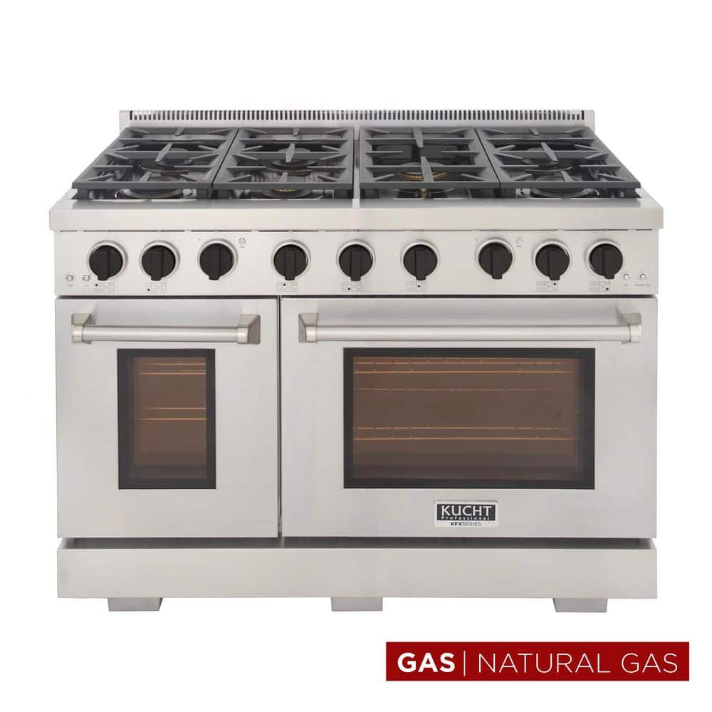 Pro-Style 48 in. 6.7 cu. ft. Double Oven Gas Range with 25K Power Burner in Stainless Steel and Black Knobs price history on PriceWatchPro
